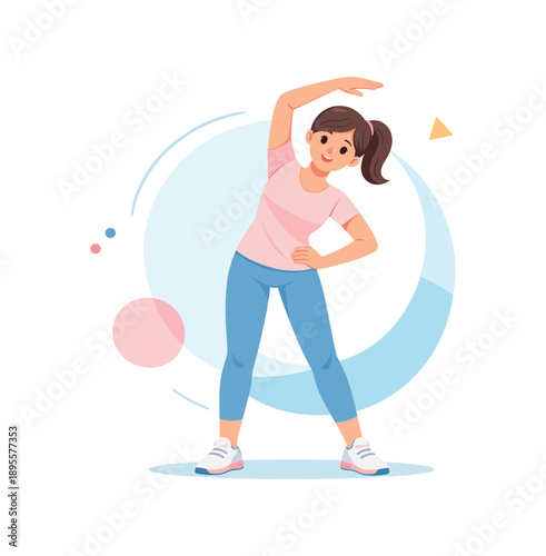 Woman exercising with stretching pose for fitness in activewear