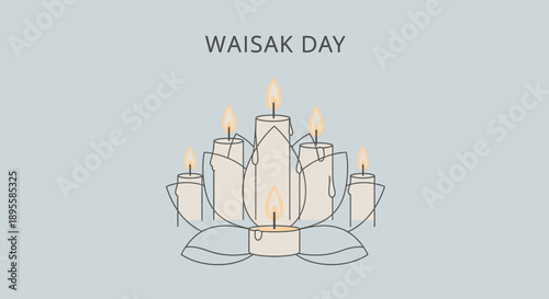 Lotus Flower with Candles for Waisak Day.