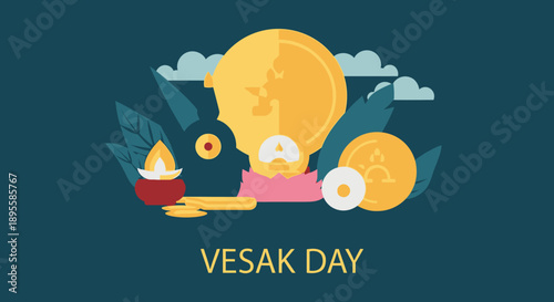 Vesak Day Buddhist Lanterns and Offerings.