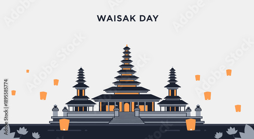 Traditional Balinese Temple Architecture with Lanterns.