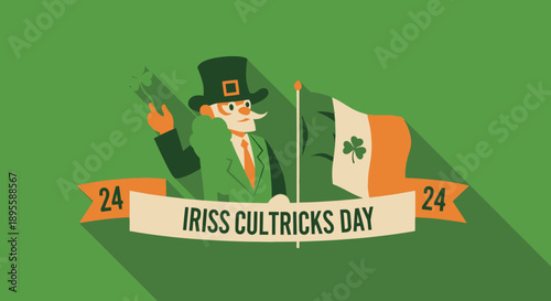 Cartoon Leprechaun Celebrating St Patricks Day.