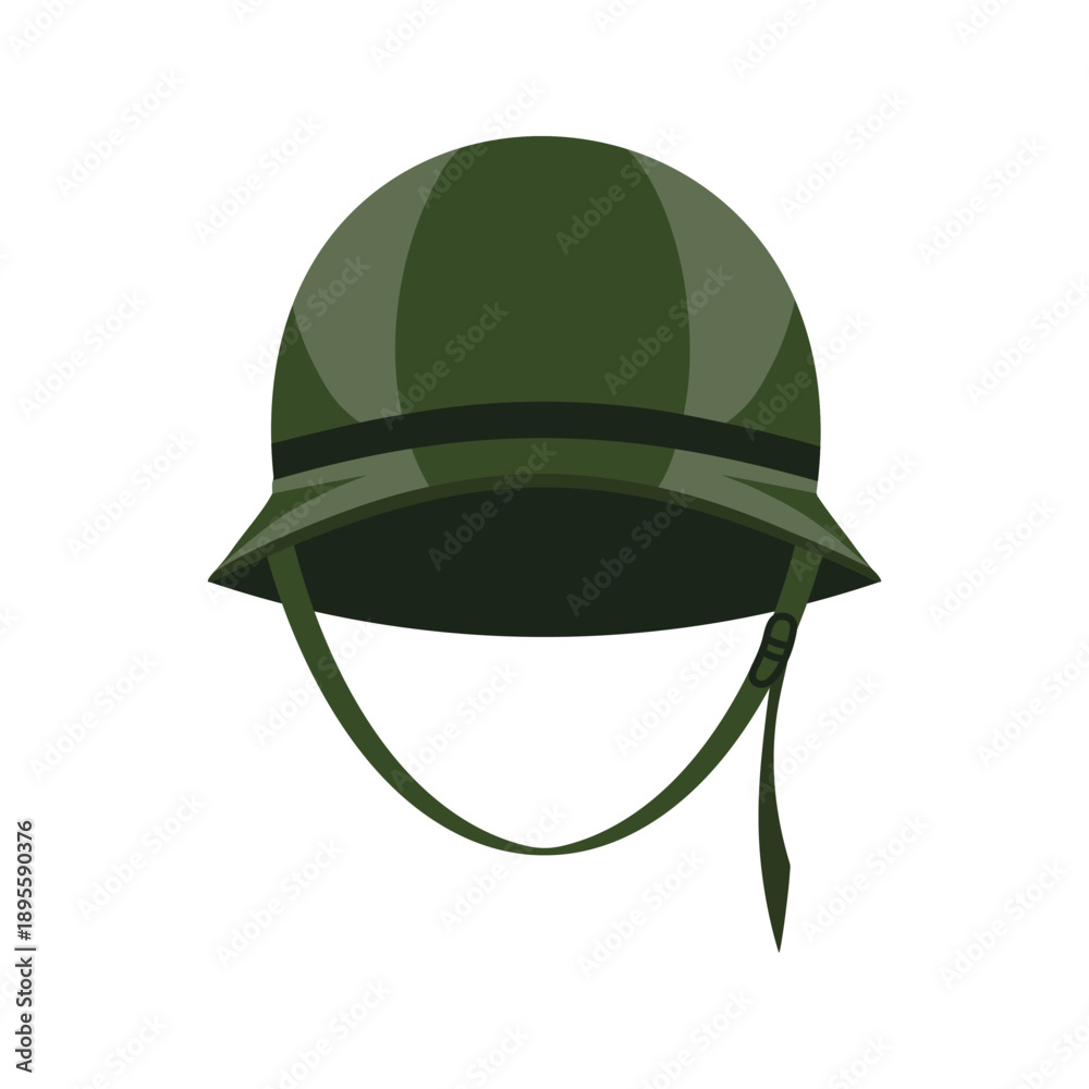 Fototapeta premium Green military combat helmet for soldier protection. Illustration.