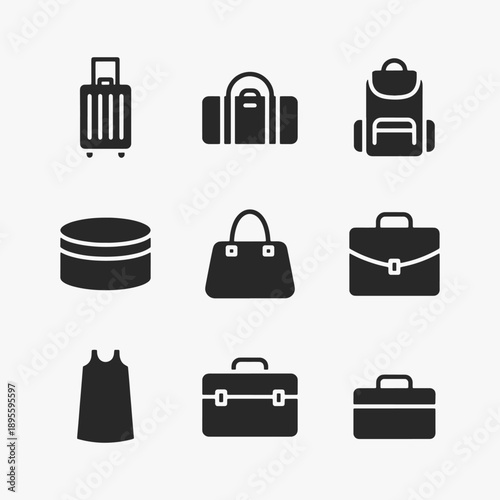 Baggage luggage icon set different baggage and suitcases.
