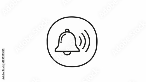 Obraz na płótnie Simple Line Drawing of Ringing Bell Icon.