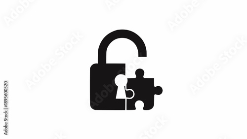 Unlocked Padlock with Puzzle Piece Key.