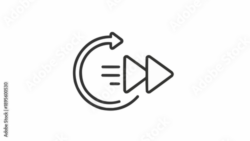 Simple Line Art Repeat Icon Symbol.