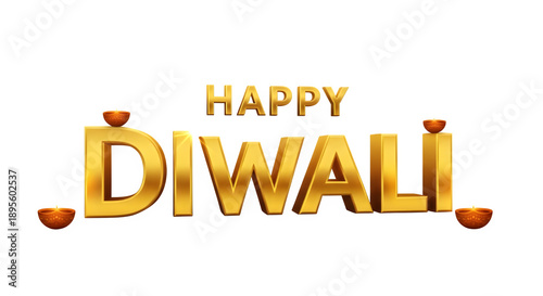 Happy diwali isolated on transparent background