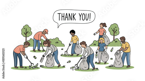 Community Tree Planting Together – Environmental Volunteer Vector Illustration for Ecology, Sustainability, and Teamwork Campaigns