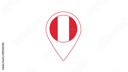 Red Map Pin Icon with Flag Inside.