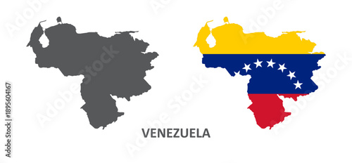 Venezuela Map Silhouette Isolated on White Background Minimal Geographic Vector Illustration
