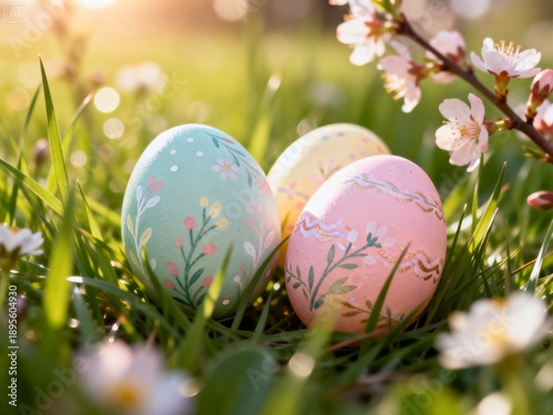 A dreamy Easter spring scene, cinematic macro close-up