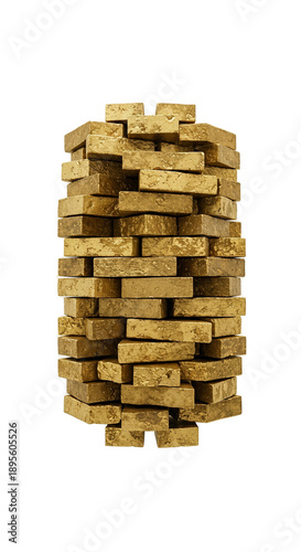 Stack Of Gold Bricks With G...