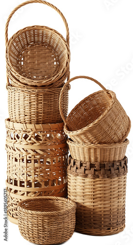 Stacked Wicker Baskets Natu...