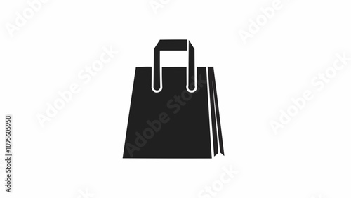 Black shopping bag with handle.