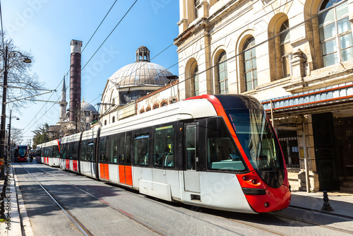Fotografi Modern tram in Istanbul, Turkey