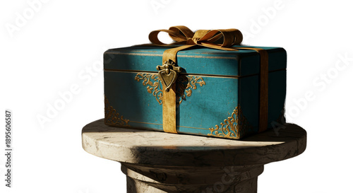 Teal Velvet Gift Box With G...