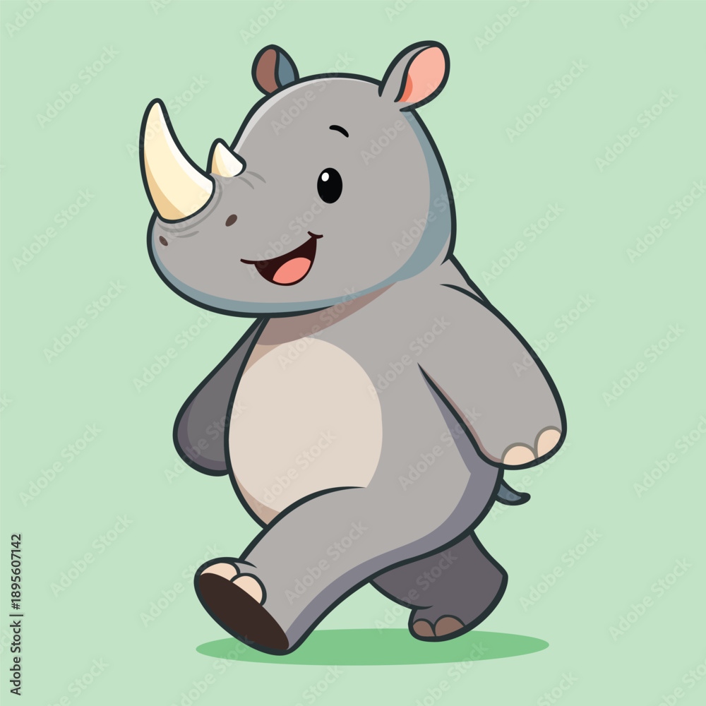 Fototapeta premium cartoon rhino mascot logo design vector