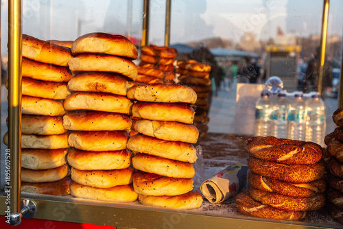 Traditional turkish bagels in Istanbul, Turkey