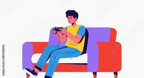 Gaming Hobby Vector Illustration – Modern Flat Design of Console, PC, and Mobile Gamers
