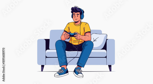 Gaming Hobby Vector Illustration – Modern Flat Design of Console, PC, and Mobile Gamers