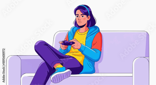 Gaming Hobby Vector Illustration – Modern Flat Design of Console, PC, and Mobile Gamers