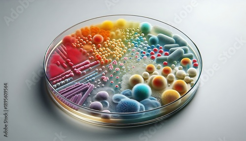 Microbial Growth and Antibiotic Sensitivity and copy space for text and graphic science