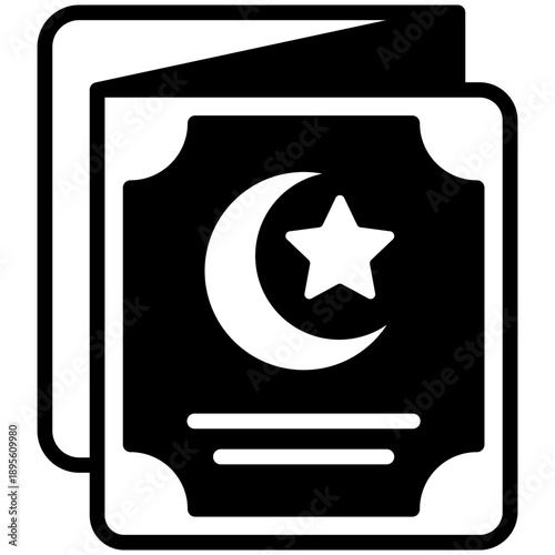 Greeting Card Glyph Icon Mini Illustration, Use For Modern Concept, Print, Ui, Ux Kit, Web And App Development. Vector Related To Ramadan, Eid Al-Fitr, Eid Al-Adha And More