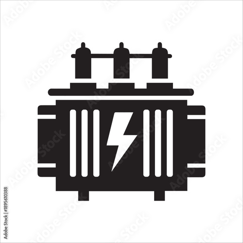 Vector  Industrial Power Transformer Unit icon in minimal flat style