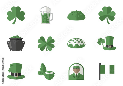 A festive green leprechaun hat adorned with a clover, perfect for St. Patrick's Day celebrations and cultural events.