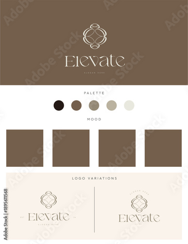 Logo design with color palette and mood board and alternate logos Architectural Firm Named Elevate