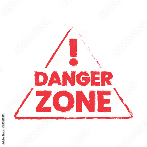 Danger Zone Warning Triangle Stamp Vector Grunge Alert Sign Illustration