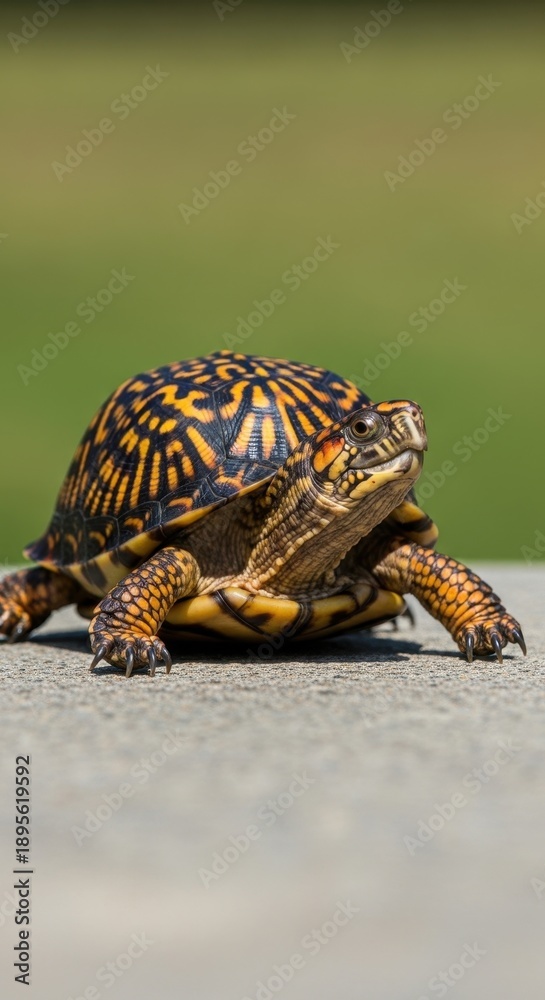 Obraz premium Eastern Box Turtle in Focus - A Detailed Wildlife Portrait.