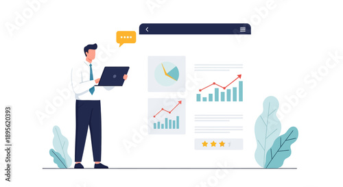 Business Analysis and Financial Growth Dashboard. Man Monitoring Performance Data, Reports, and Analytics using a Digital Tablet.