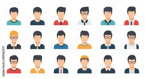 Wallpaper Mural Diverse Set of Male Avatars and User Profile Icons in Flat Vector Design Torontodigital.ca
