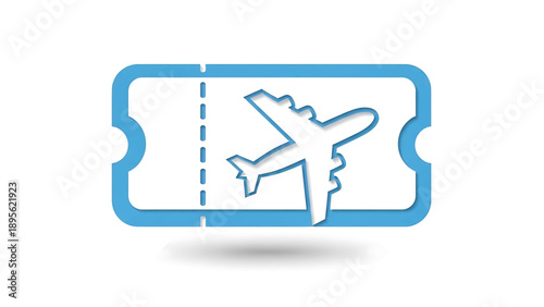 Airplane boarding pass ticket illustration on a simple background viewed from the front
