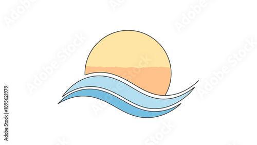 Serene ocean waves gently lap against the shore at sunset from a tranquil beach viewpoint