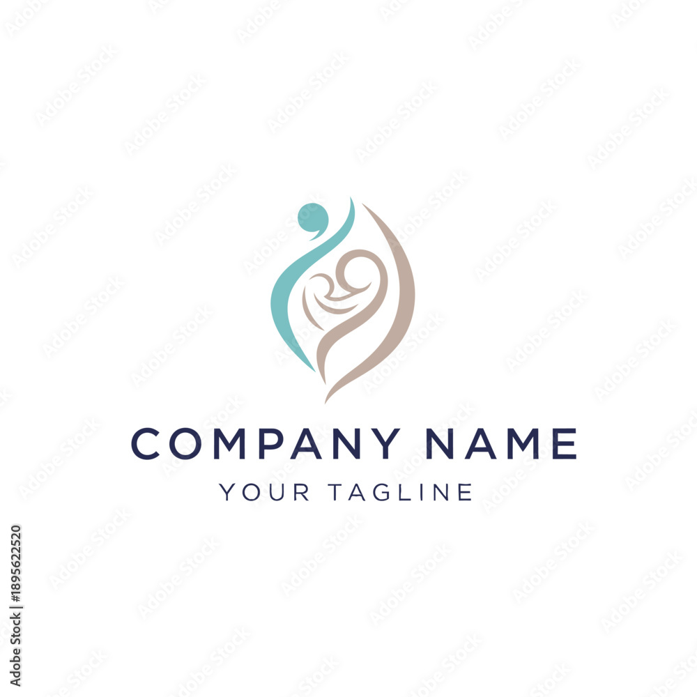 Fototapeta premium Abstract logo design representing family care and community support.