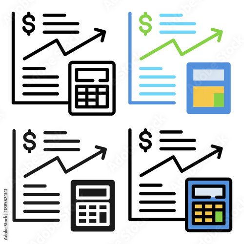 Financial calculation icon set collection