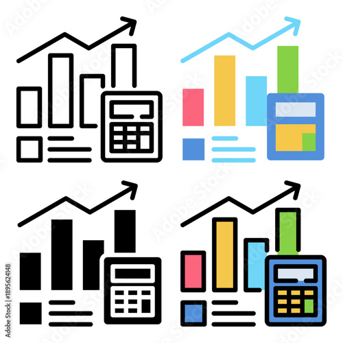 Investment calculation icon set collection