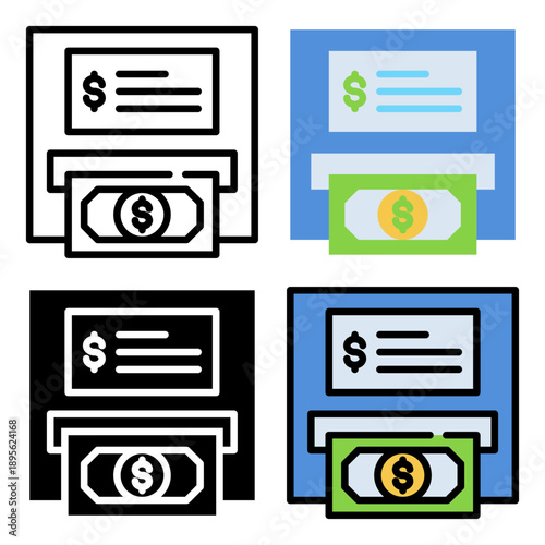 Atm machine icon set collection