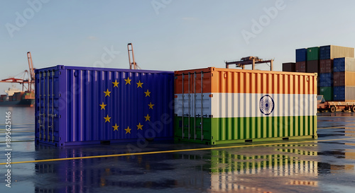 EU India Trade Relations Shipping Container Symbolism