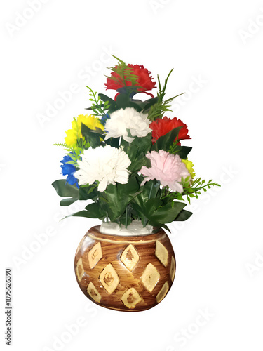 A colorful bouquet of flowers in a decorative vase on a black background