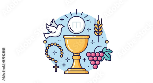 A religious icon featuring elements of the Eucharist and faith