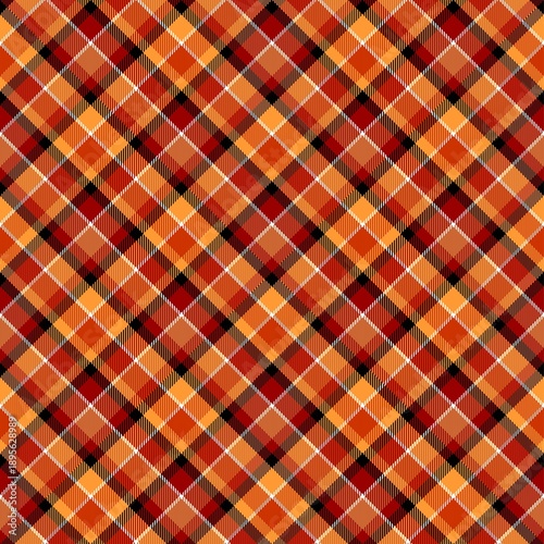 Diagonal checkered pattern with hatching in the colors ruby ​​red, light orange, reddish brown, brick red, black and white.