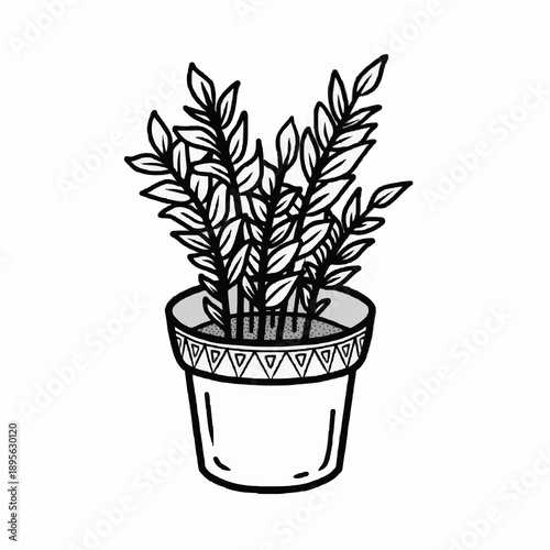 beautiful flower sketch in a pot