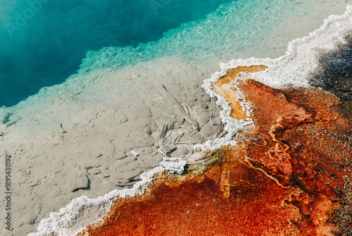Quadro su tela Colorful geothermal hot spring shoreline abstract texture