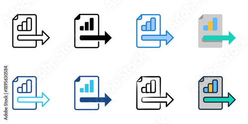Report export icons set multiple style collection. Editable stroke 
