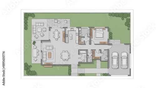 Modern and comfortable residential house floor plan with detailed furnishing layout for optimal living