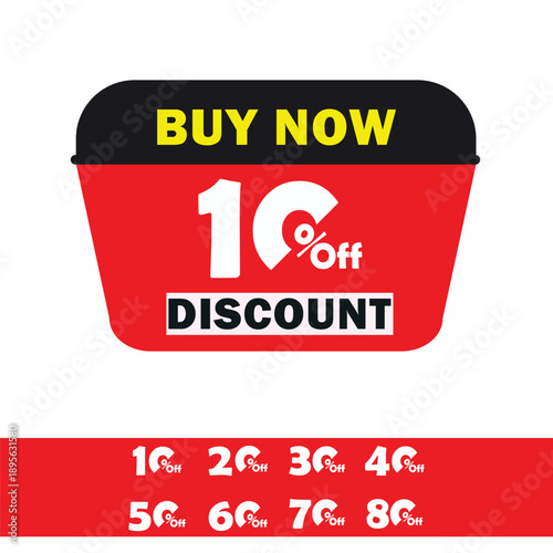 Set of Discount Sales Funnel Badges from 10 to 70 Percent Off