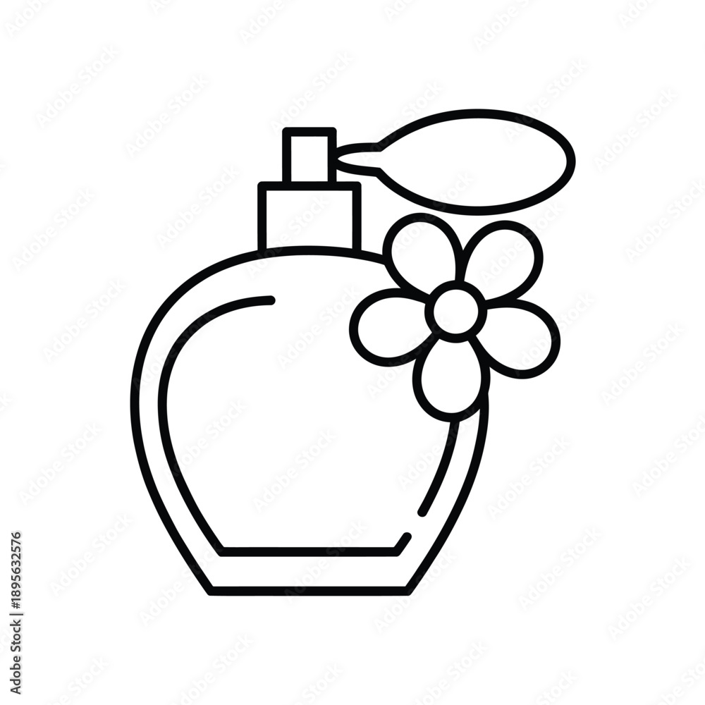 Obraz premium Simple line drawing of a perfume bottle with floral embellishment